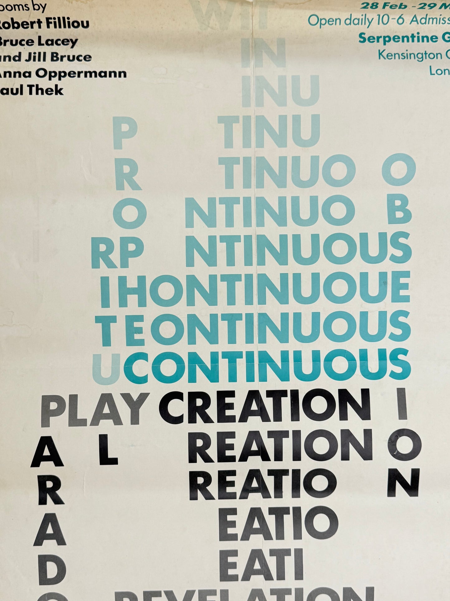 Continuous Creation, Serpentine Gallery 1981 | Art Poster