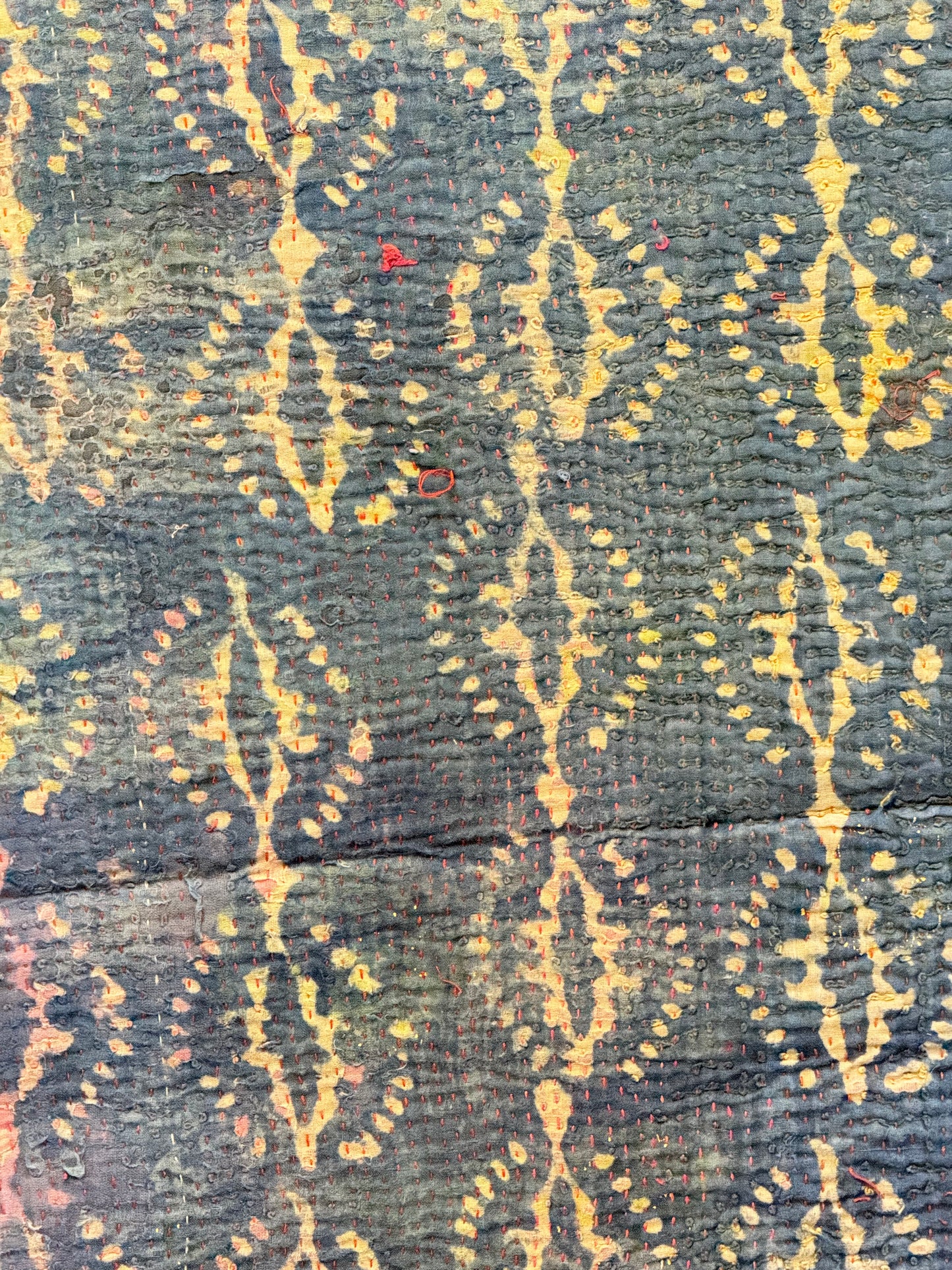 A Finestitch Indigo Kantha Quilt with Indigo over-print