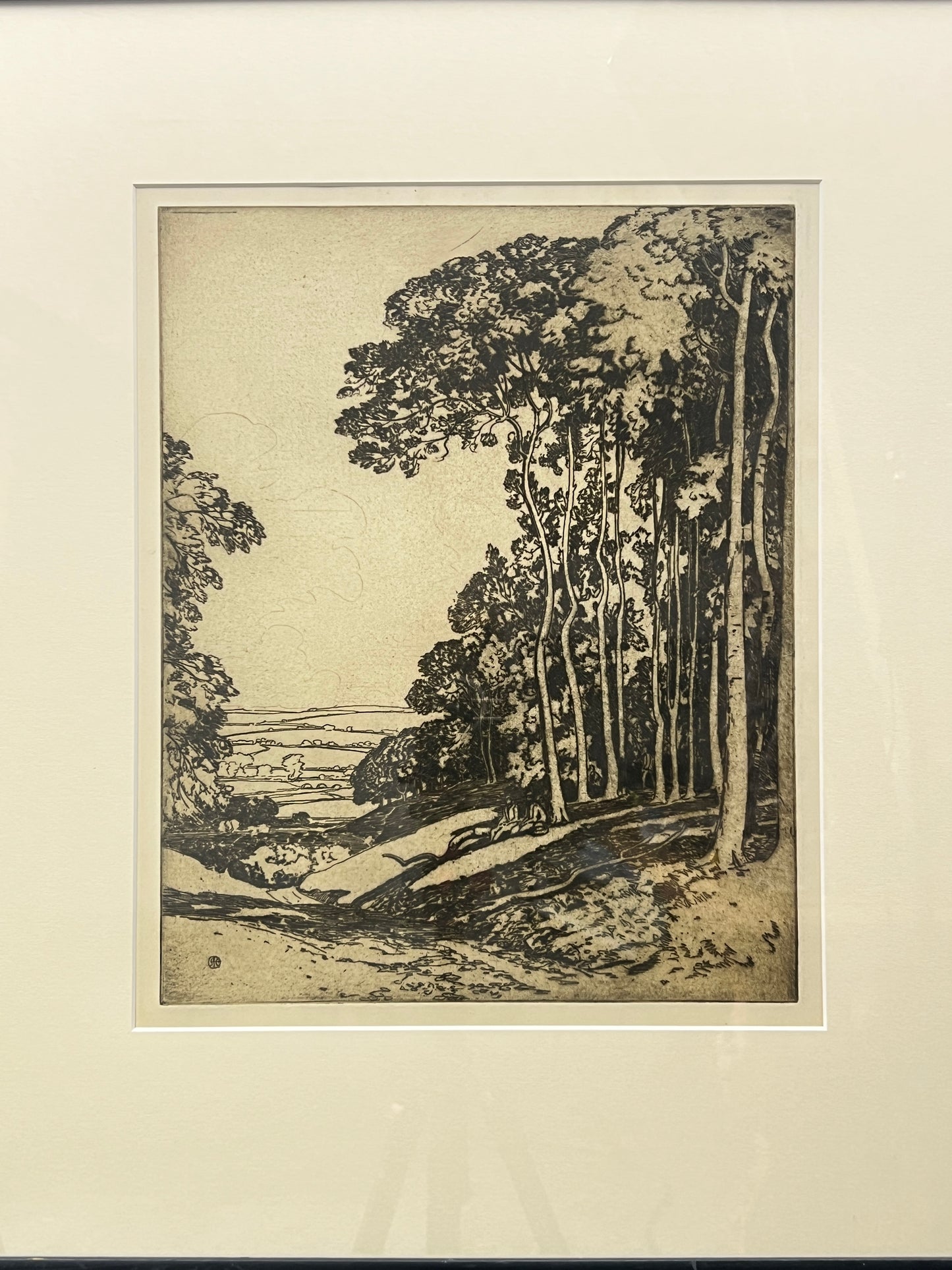 Cotswolds Treeline Engraving | Sir Alfred East (British 1849 - 1913)