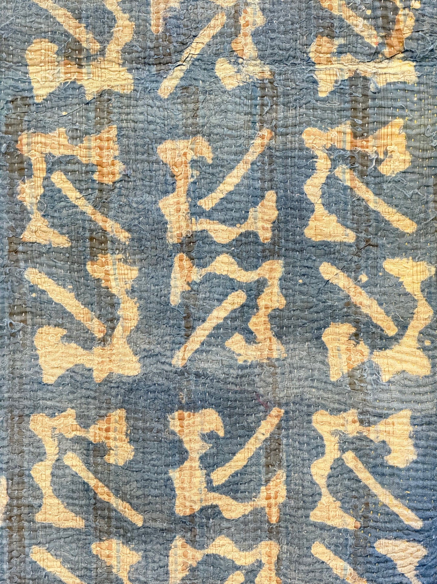 A Finestitch Indigo Kantha Quilt with Indigo over-print.