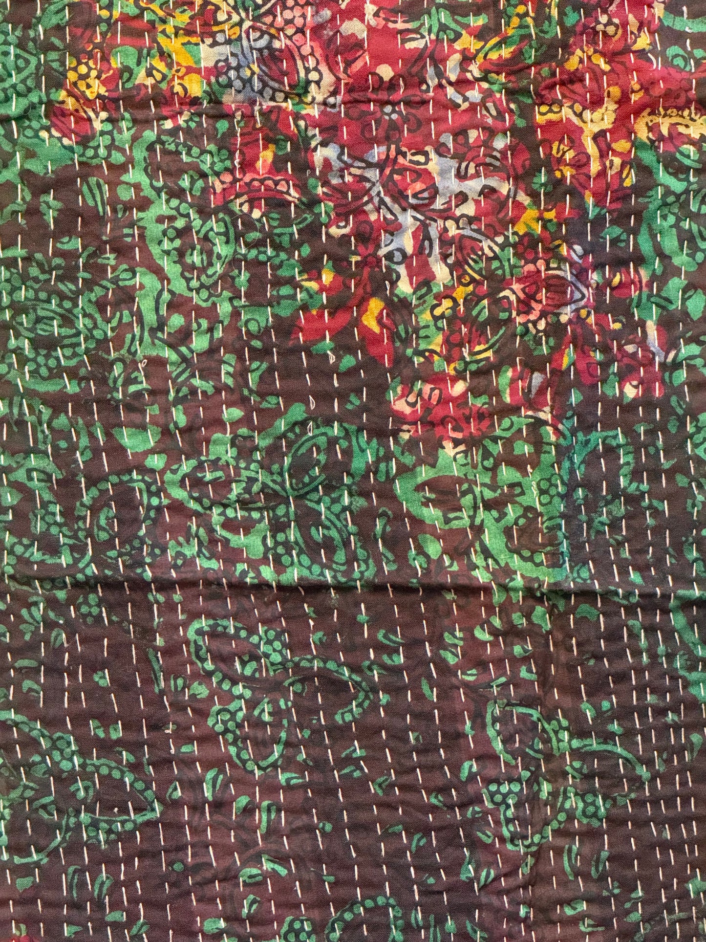 A Finestitch Kantha Quilt with Bagru over-print