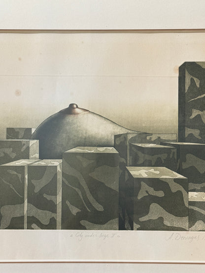 Achilleas Droungas (1940–2015) | City Under Siege II | Original Signed Etching | 1973