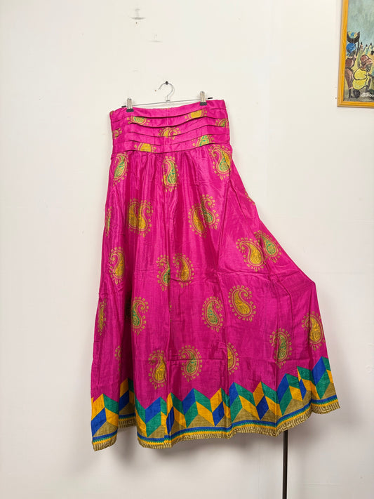 Vintage Saree Silk Pleated Skirt