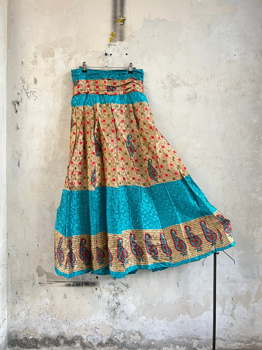 Vintage Saree Silk Pleated Skirt