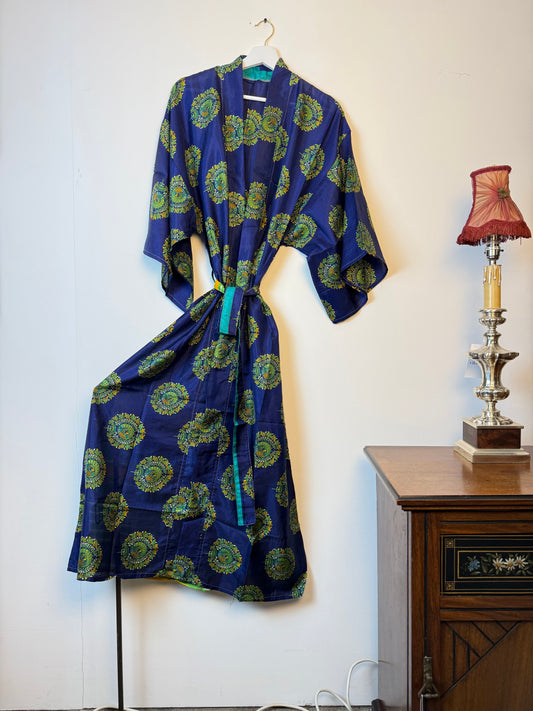 Vintage Saree Silk Kimono / Duster - Long