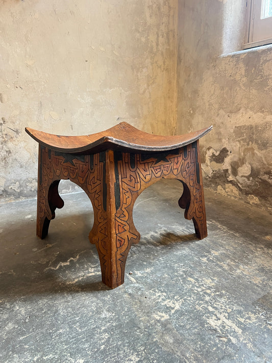 1920’s Ink & Pokerwork Bentwood Stool