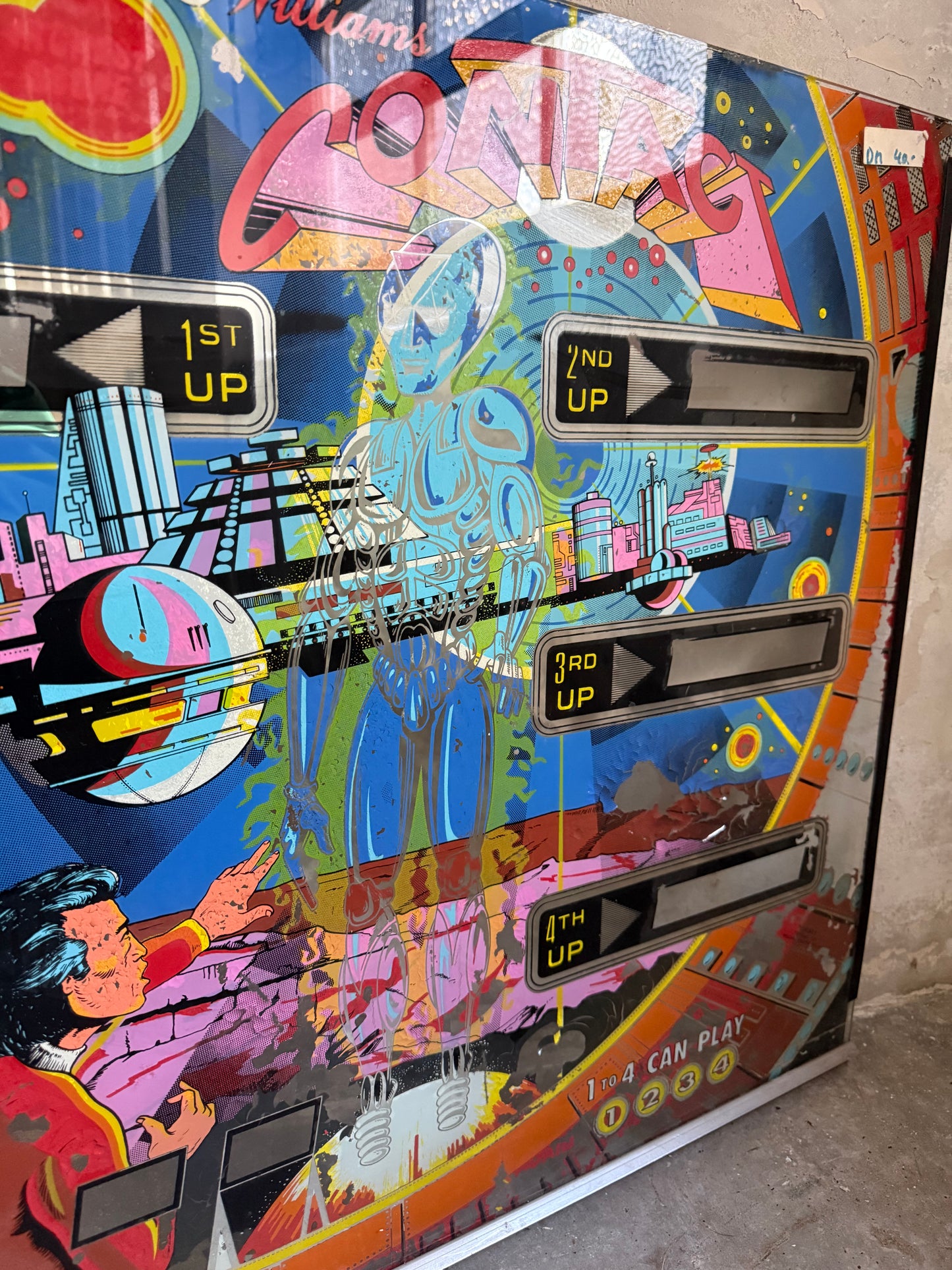 A "Contact" Pinball Machine Back Glass - 1978