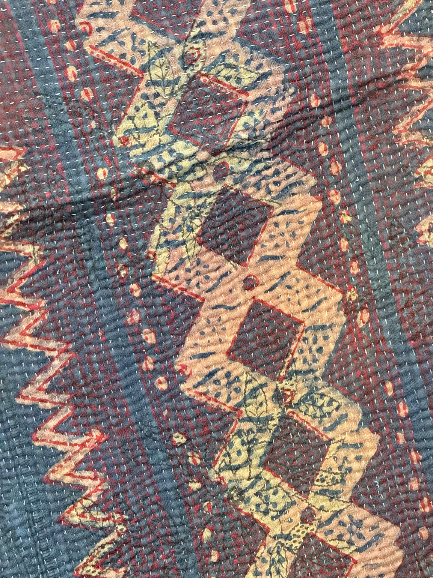 A Finestitch Indigo Kantha Quilt with Indigo over-print.