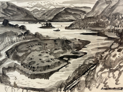 David Macbeth Sutherland RSA (1883–1973) | Estuary, Loch Carron | Original Scottish Ink & Wash