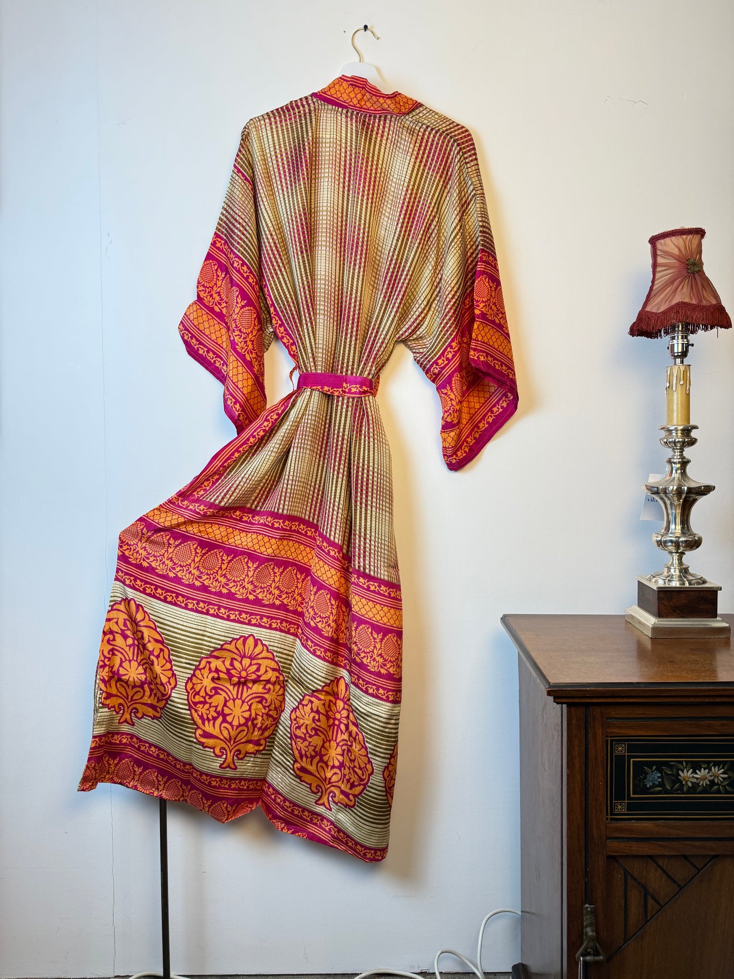 Vintage Saree Silk Kimono / Duster - Long