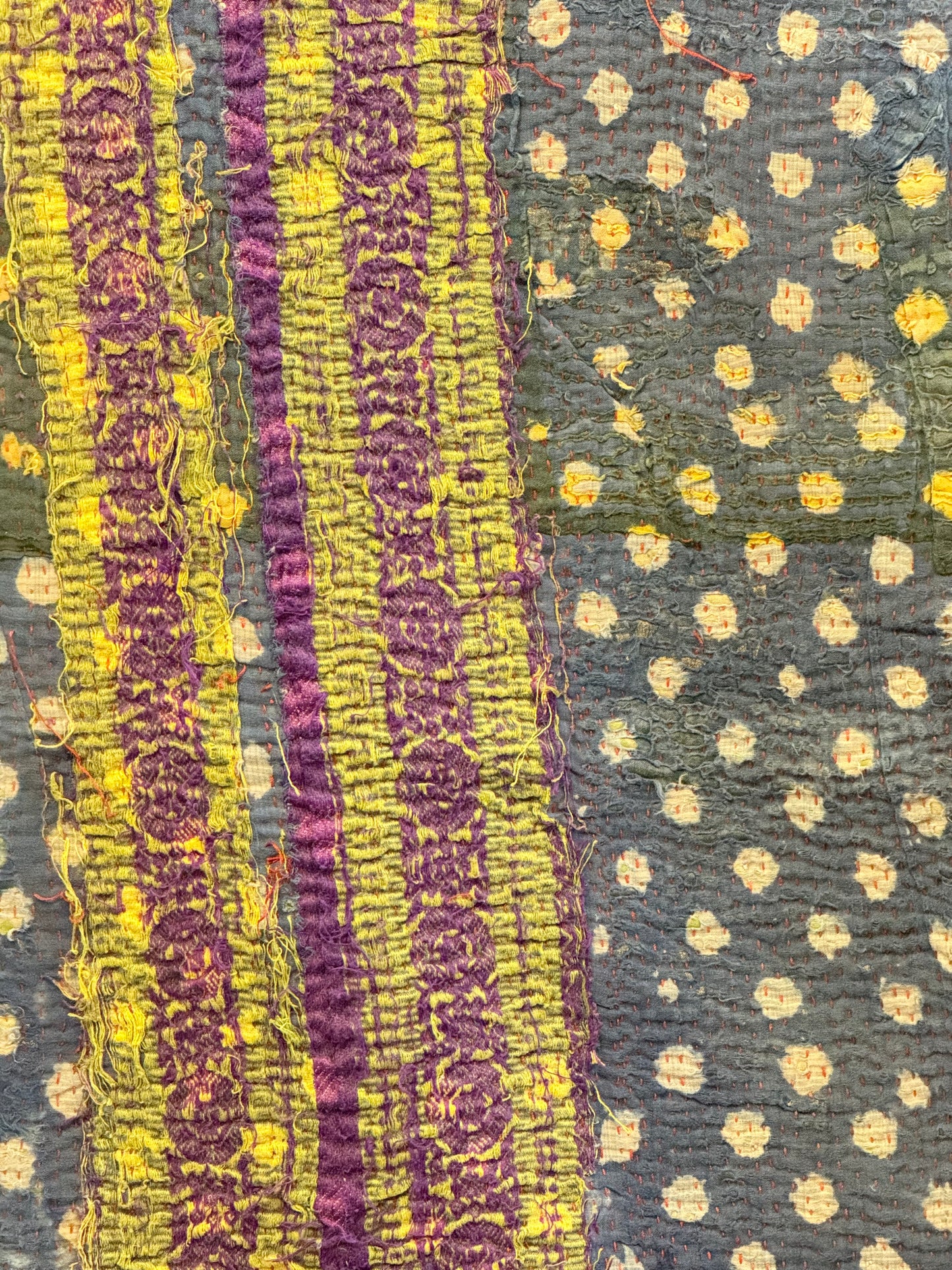 A Finestitch Indigo Kantha Quilt with Indigo over-print