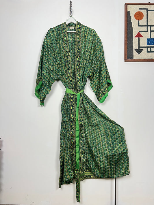 Vintage Saree Silk Kimono / Duster - Long - Wider Unisex Fit