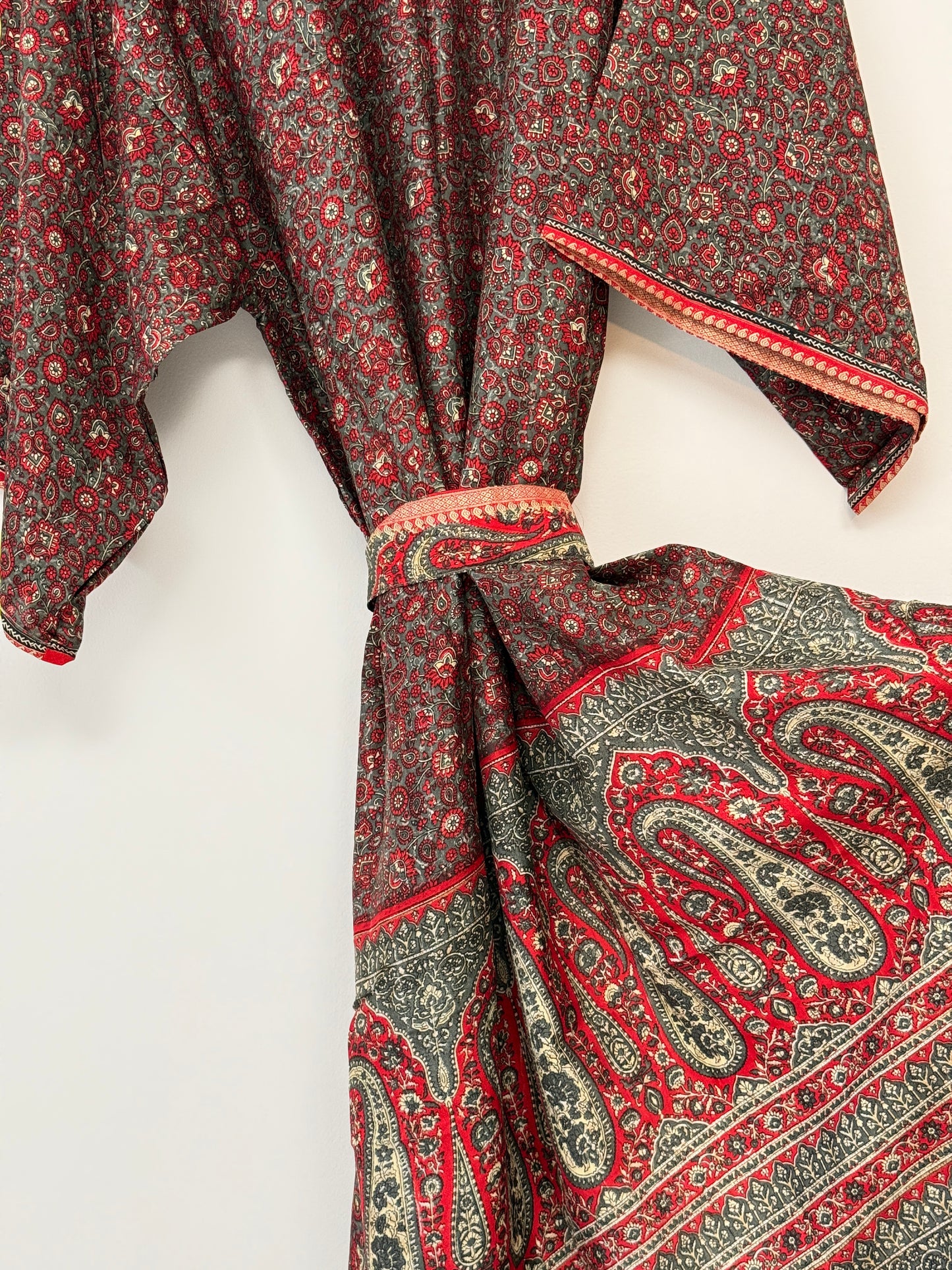 Vintage Saree Silk Kimono / Duster - Long