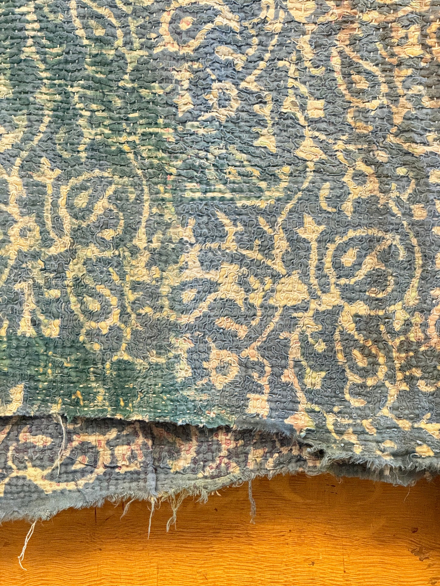 A Finestitch Indigo Kantha Quilt with Indigo over-print.