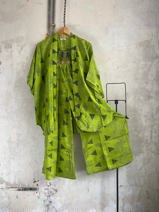 Vintage Saree Silk Trousers & Shirt Co-ordinated Set