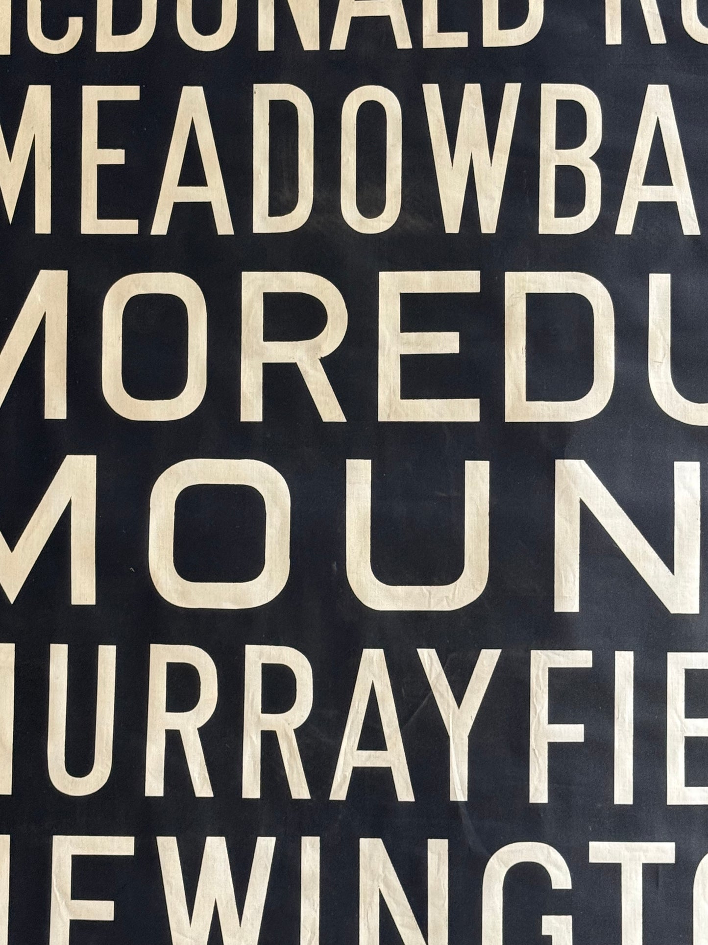 1950’s Linen Destination Bus Blind - Edinburgh - London Road to Portobello