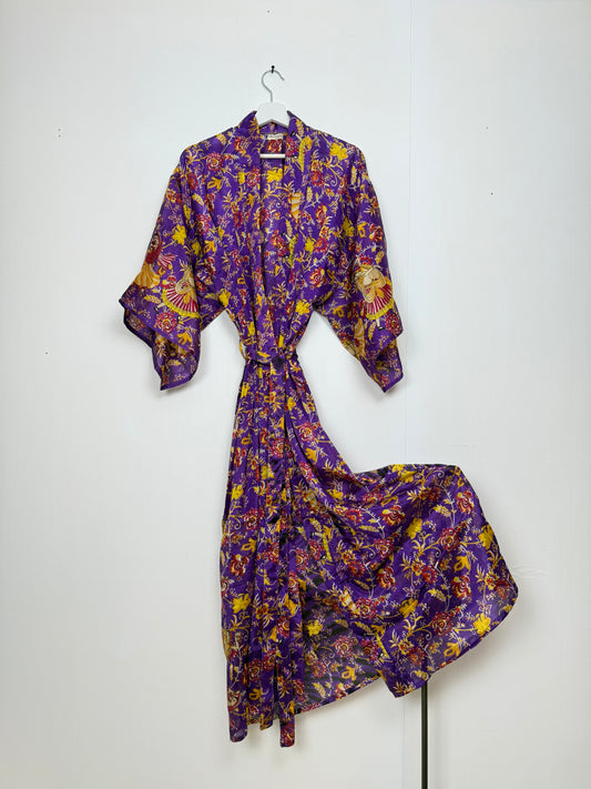Vintage Saree Silk Kimono / Duster - Long