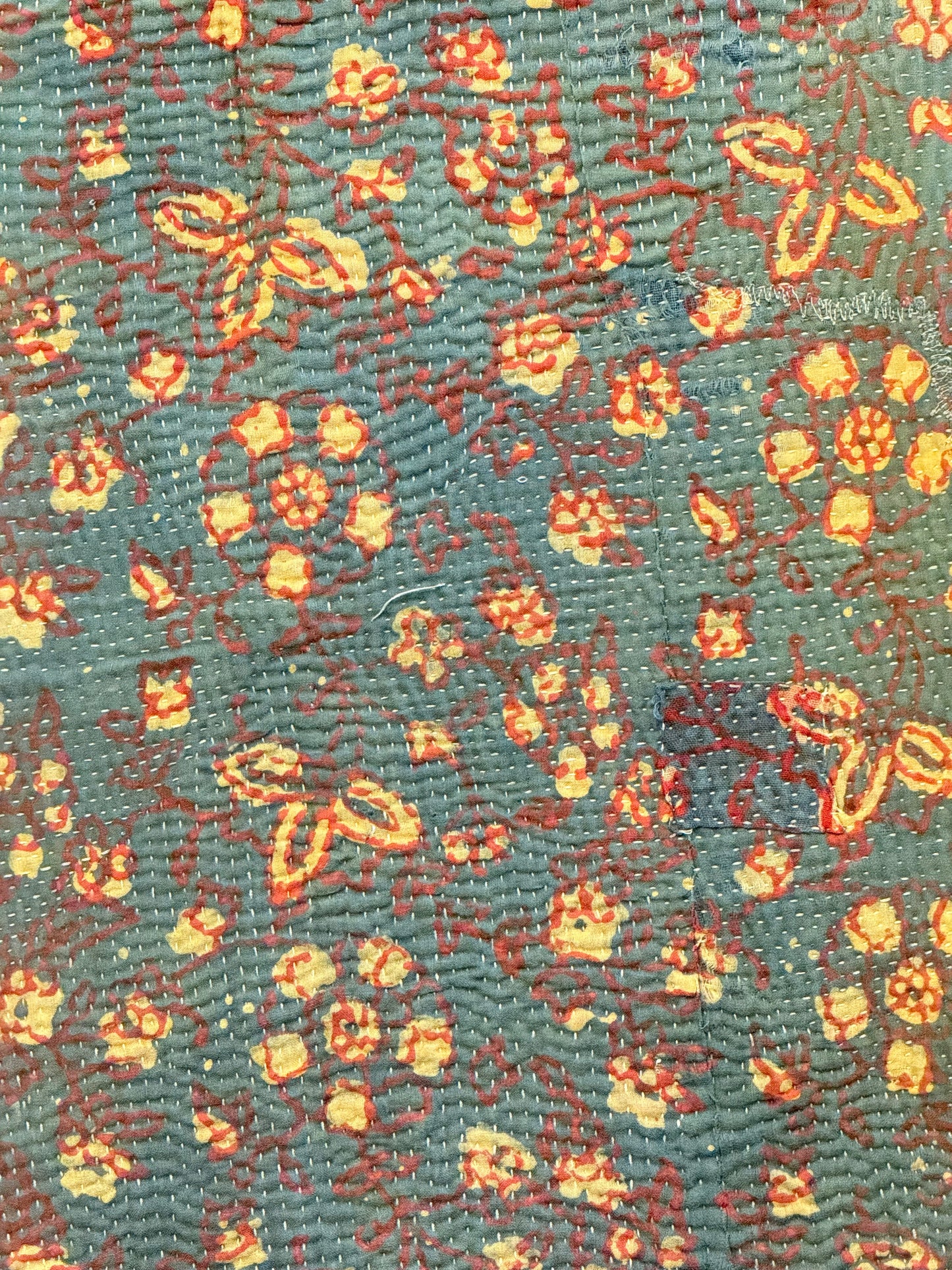 A Finestitch Indigo Kantha Quilt with Indigo over-print.