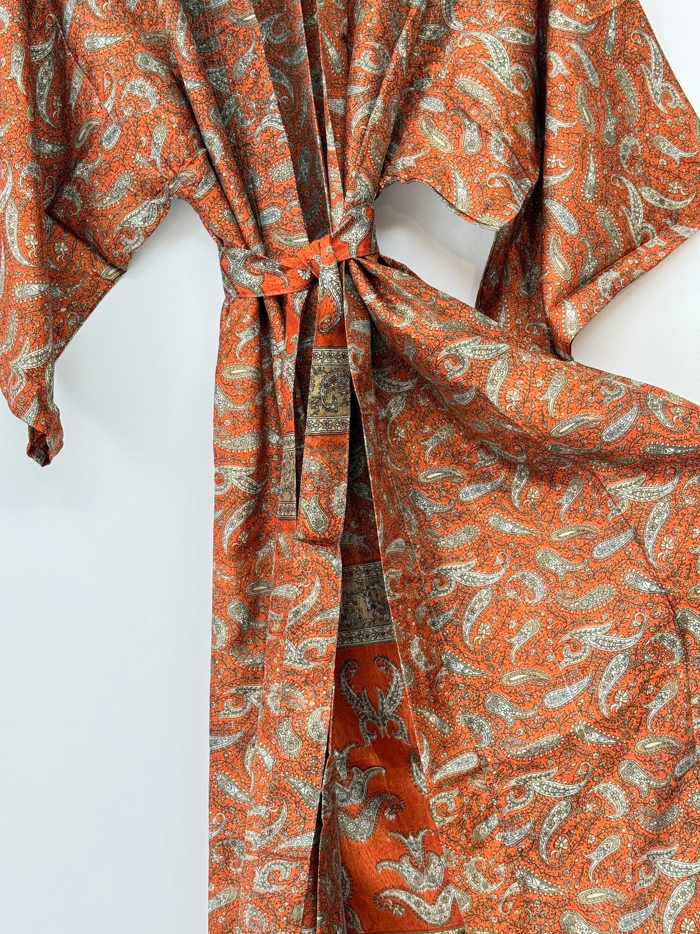 Vintage Saree Silk Kimono / Duster - Long