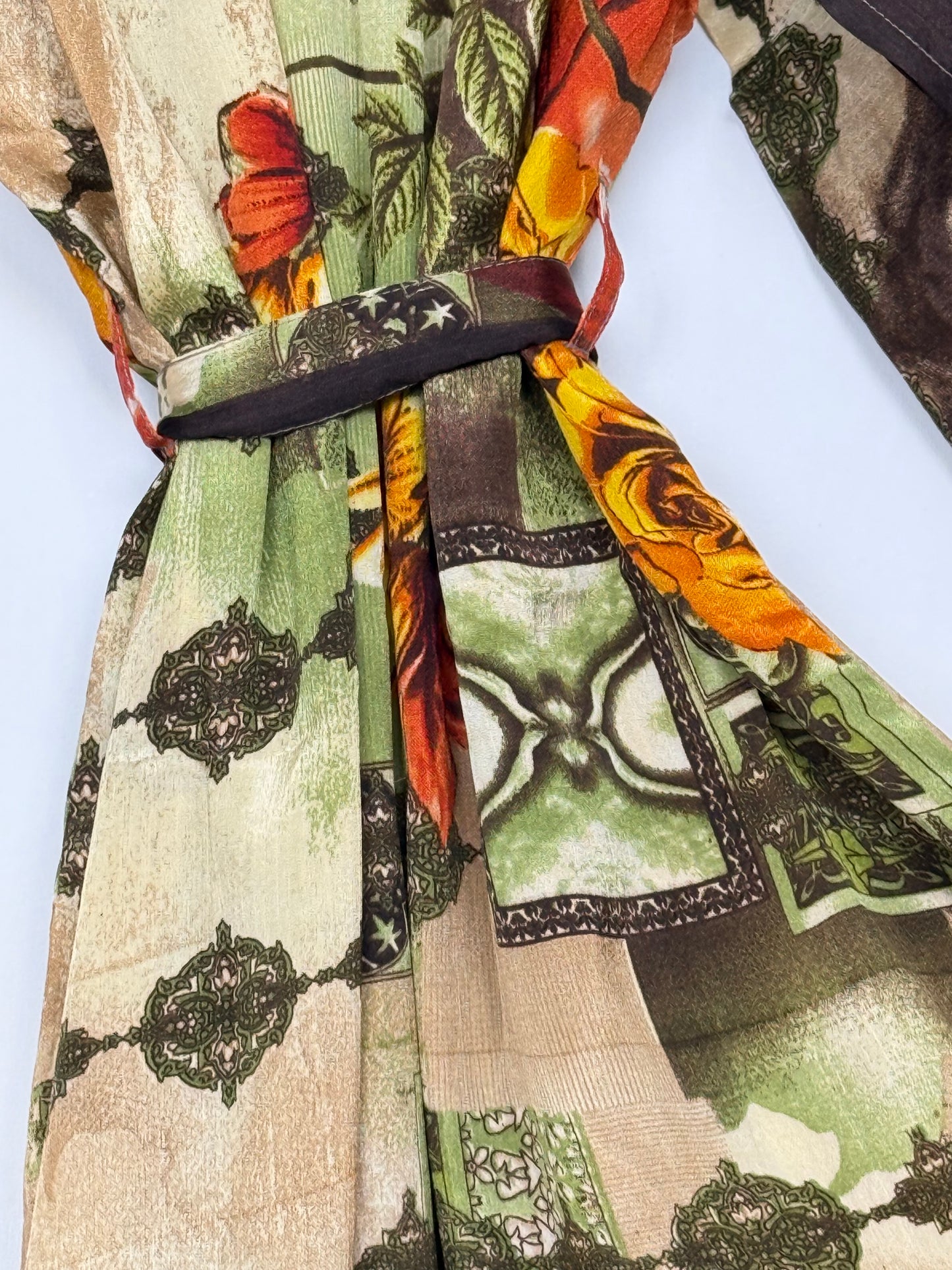 Vintage Saree Silk Kimono / Duster - Long