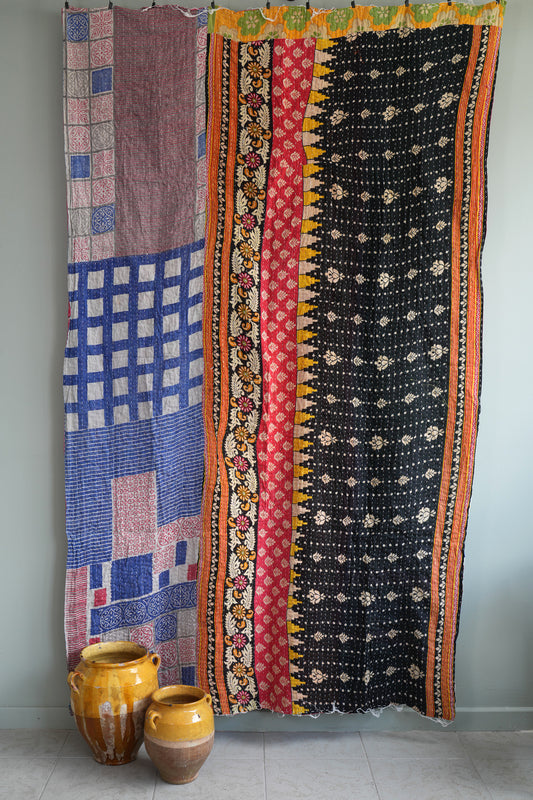 A Unique Vintage Cotton Kantha Quilt ~ 059
