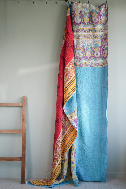 A Unique Vintage Cotton Kantha Quilt ~ 065