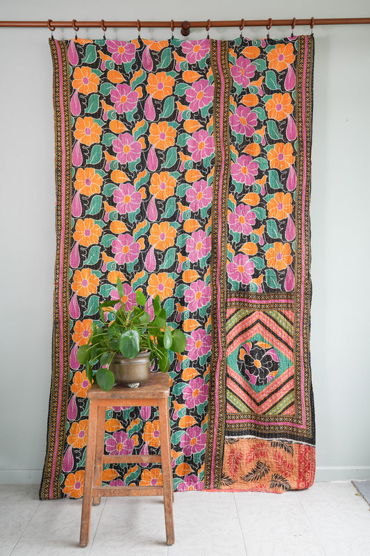 A Unique Vintage Cotton Kantha Quilt ~ 070