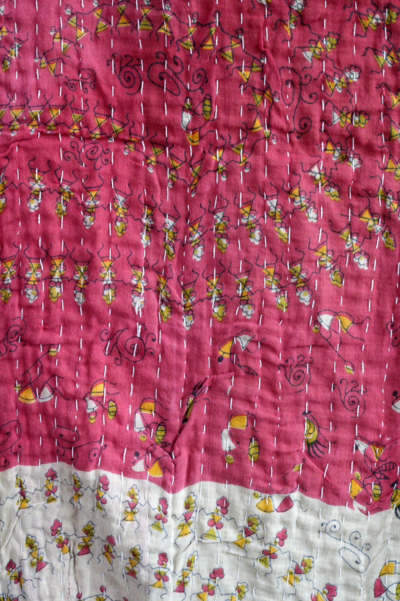 A Unique Vintage Cotton Kantha Quilt ~ 071