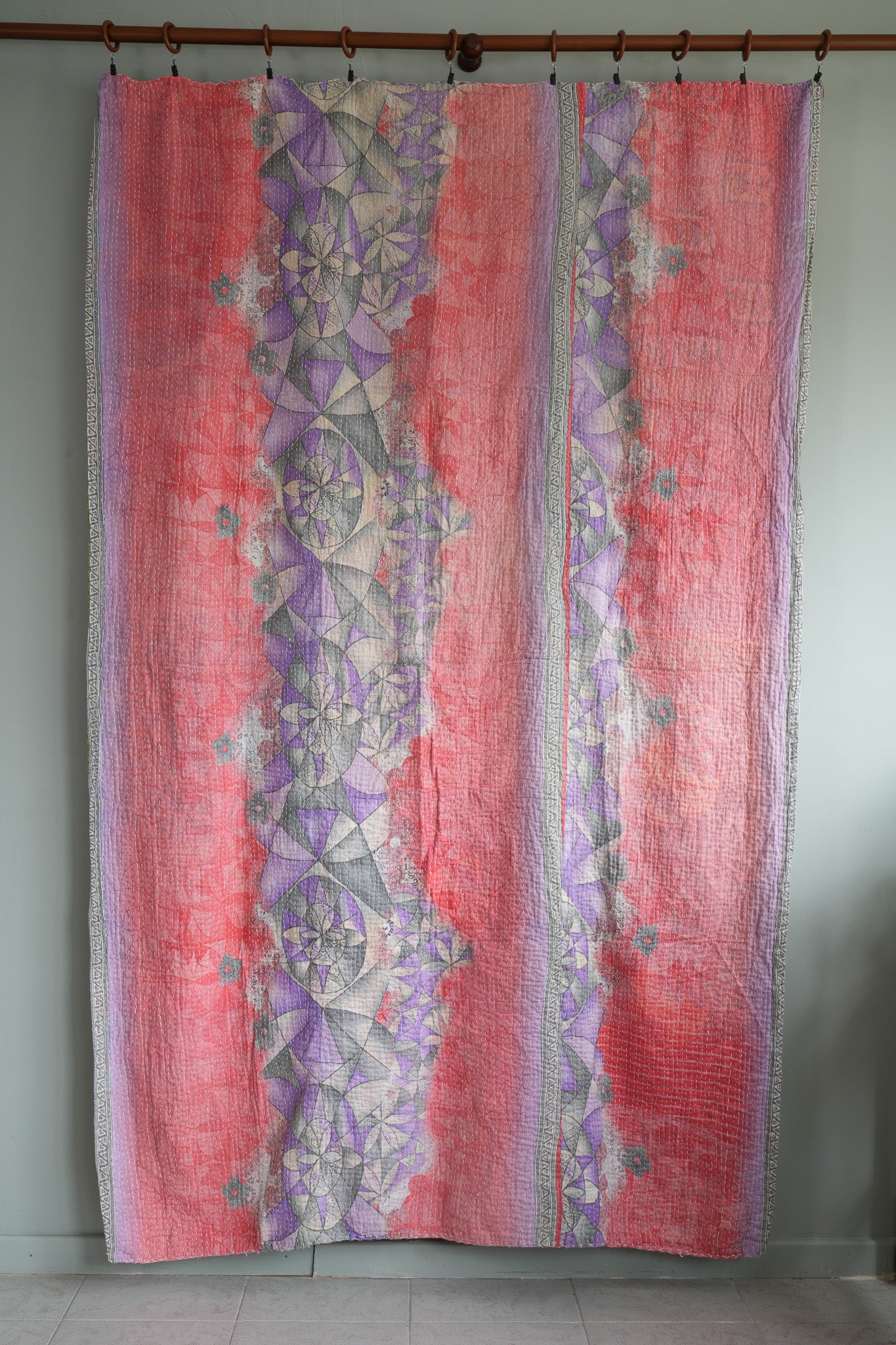 A Unique Vintage Cotton Kantha Quilt ~ 077