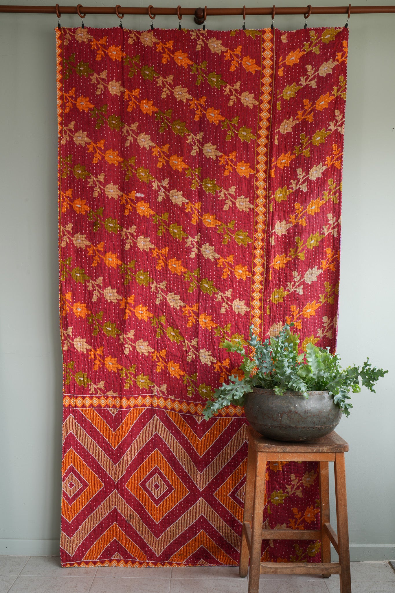 A Unique Vintage Cotton Kantha Quilt ~078