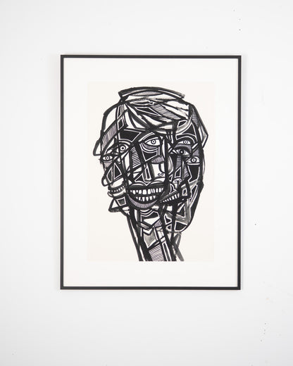 Monochromatic Abstract Portrait Original Artwork - ARTHUR ALLAN WILSON, Scottish | 1944-2024