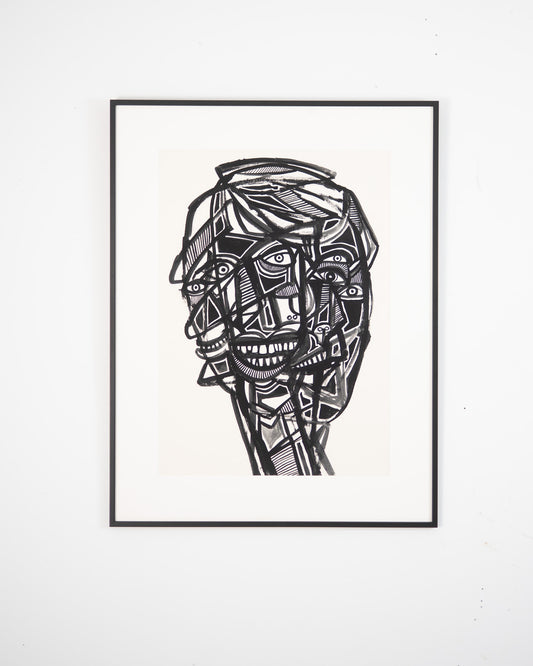 Monochromatic Abstract Portrait Original Artwork - ARTHUR ALLAN WILSON, Scottish | 1944-2024