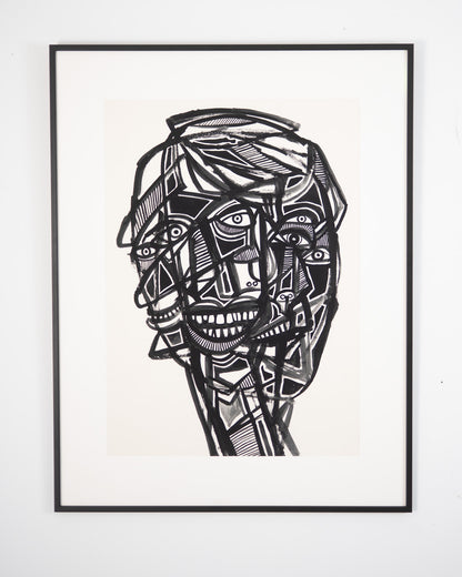 Monochromatic Abstract Portrait Original Artwork - ARTHUR ALLAN WILSON, Scottish | 1944-2024