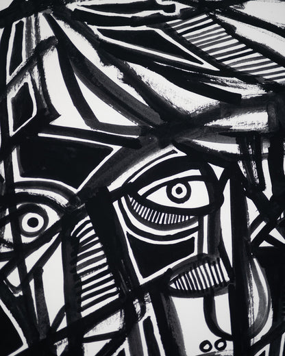 Monochromatic Abstract Portrait Original Artwork - ARTHUR ALLAN WILSON, Scottish | 1944-2024