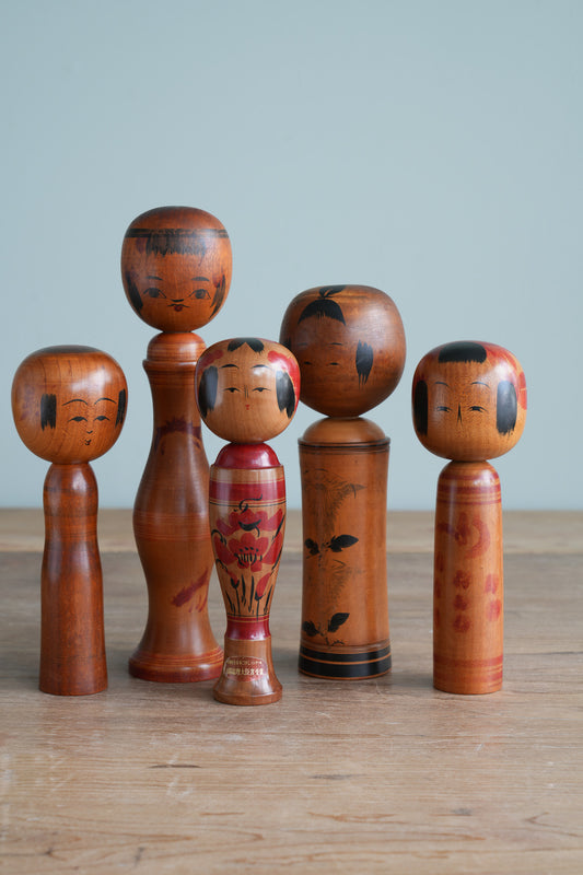 Set of 5 Traditional Japanese Folk Art Kokeshi Dolls 096
