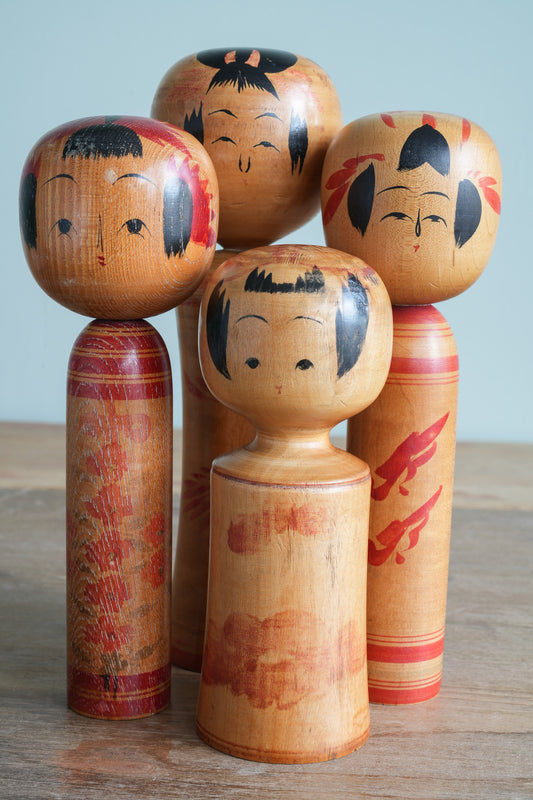 Set of 4 Traditional Japanese Folk Art Kokeshi Dolls 101