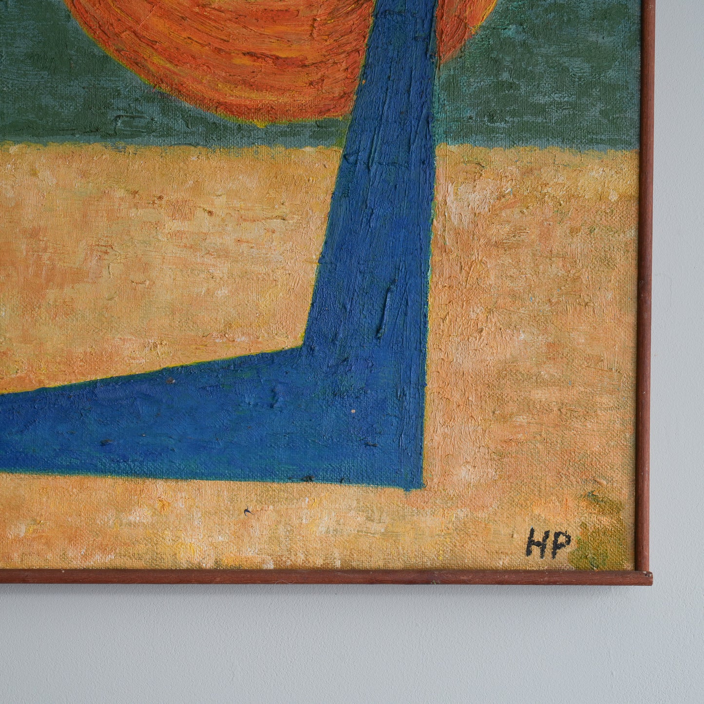 Sunburst with Blue Forms /  (Monogrammed HP), (c. 1960s-1970s)