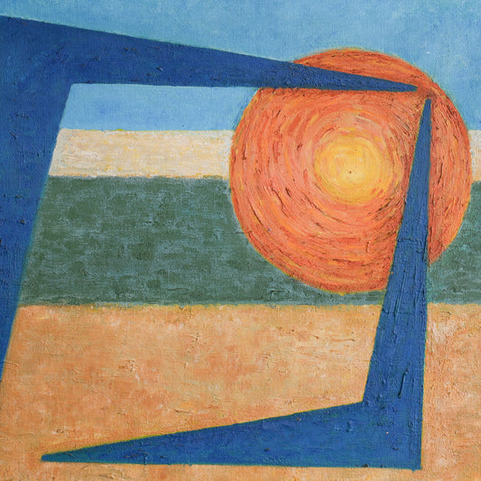 Sunburst with Blue Forms /  (Monogrammed HP), (c. 1960s-1970s)