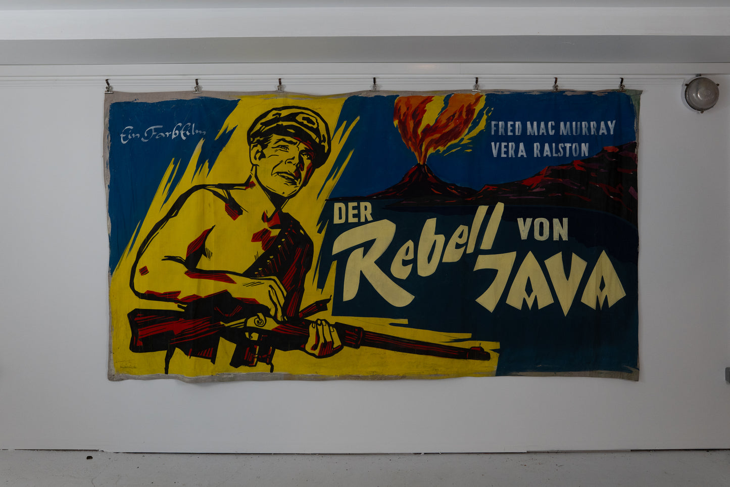 1960s German Hand Painted Cinema Banner - Der Rebell von Java