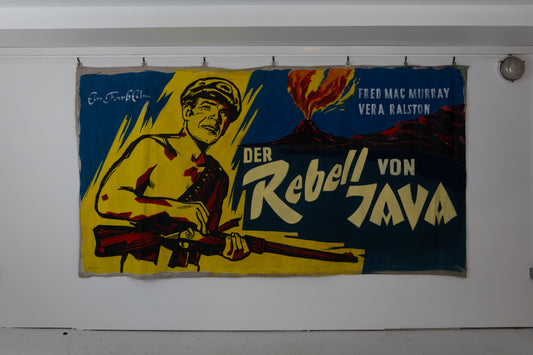 1960s German Hand Painted Cinema Banner - Der Rebell von Java