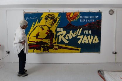 1960s German Hand Painted Cinema Banner - Der Rebell von Java
