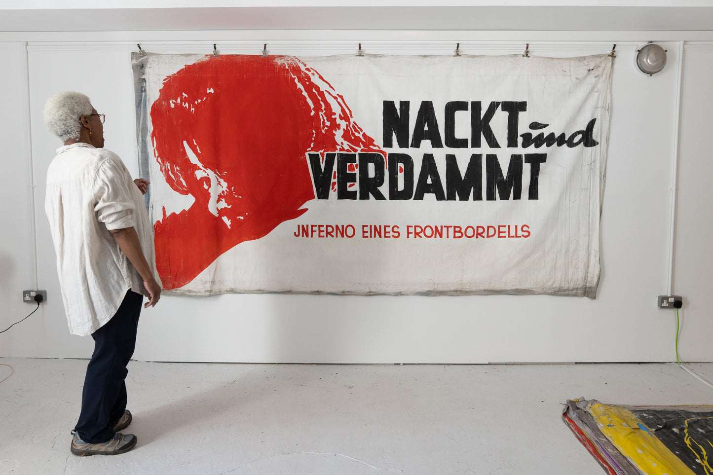 1960s German Hand Painted Cinema Banner - NACKT ünd Verdammt
