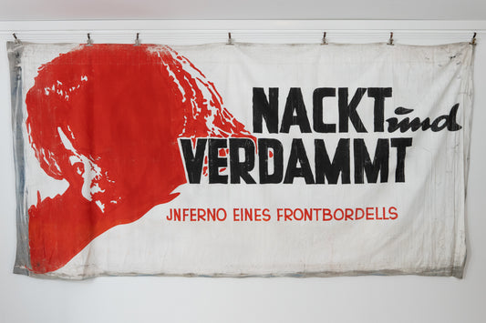 1960s German Hand Painted Cinema Banner - NACKT ünd Verdammt