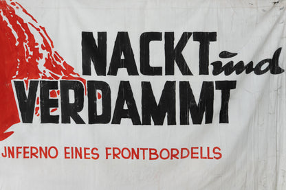 1960s German Hand Painted Cinema Banner - NACKT ünd Verdammt