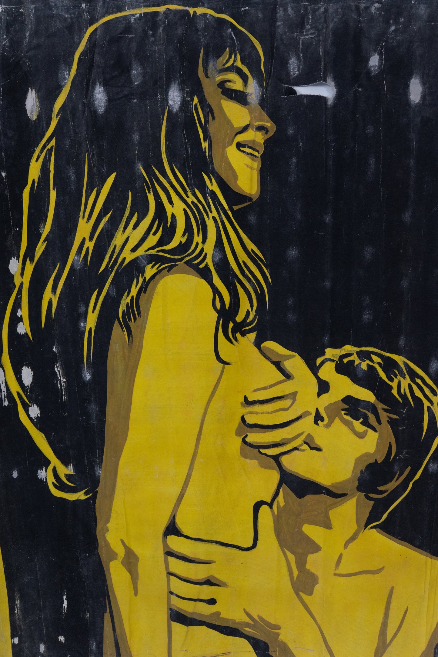 1960s German Hand Painted Cinema Banner - Graf Porno und seine Mädchen