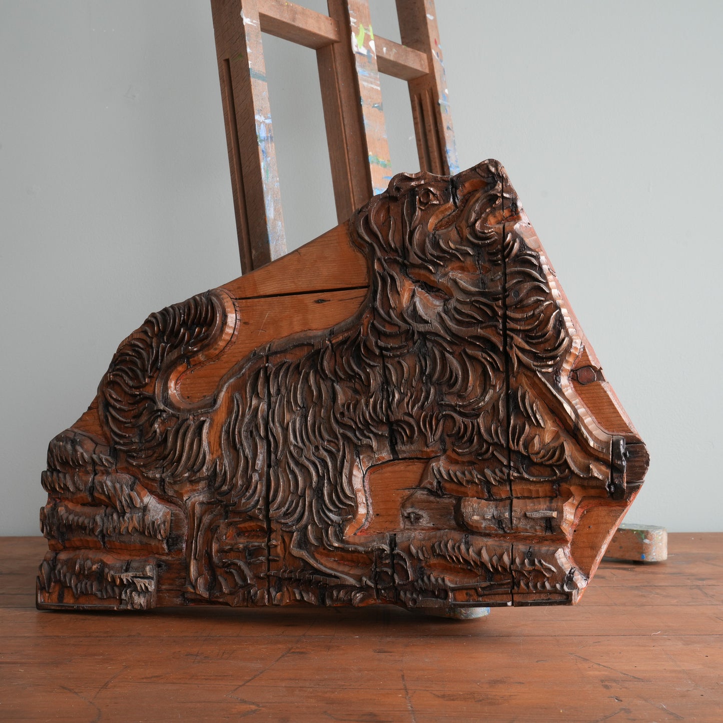19th Century Hand-Carved Printers Woodblock of a Dog