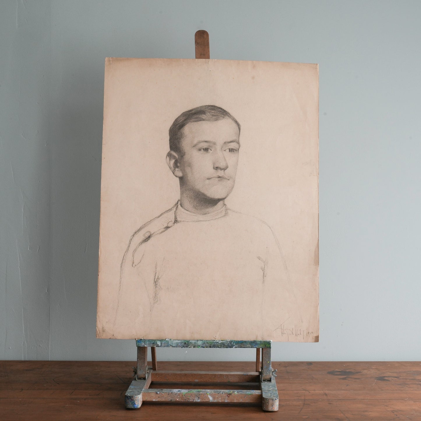 A Fine Quality Pencil Drawing of Young Man in Tunic - 1914.