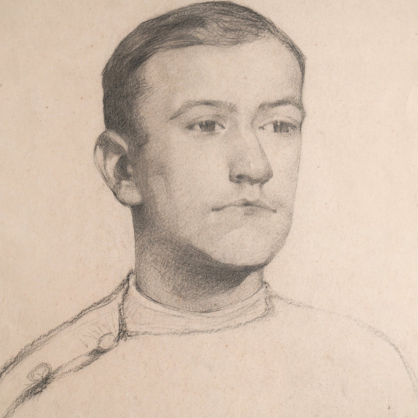A Fine Quality Pencil Drawing of Young Man in Tunic - 1914.