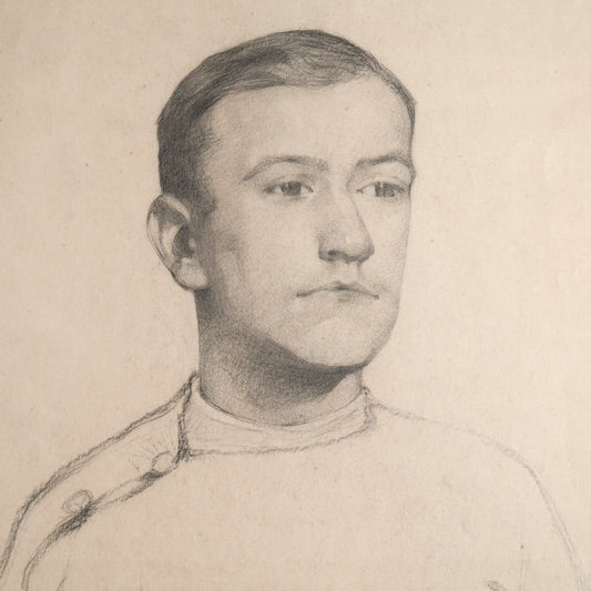 A Fine Quality Pencil Drawing of Young Man in Tunic - 1914.