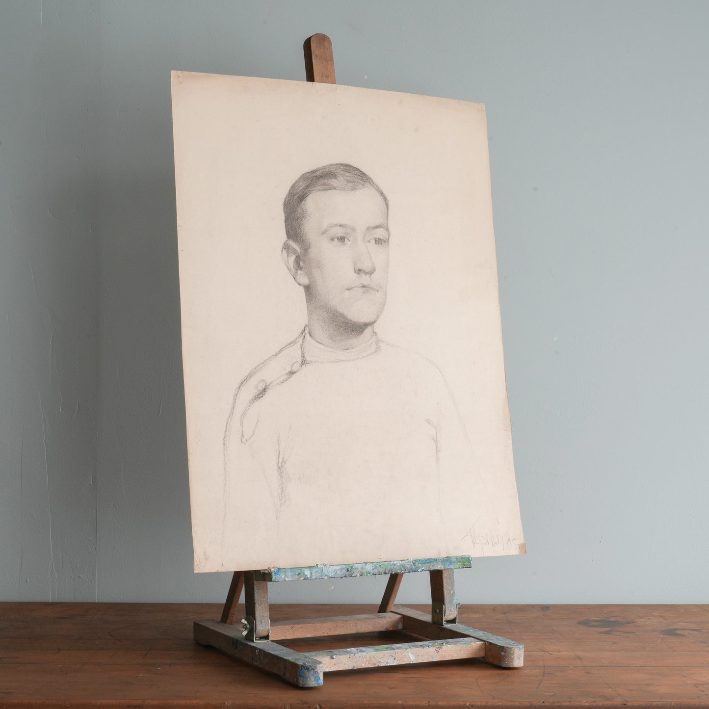 A Fine Quality Pencil Drawing of Young Man in Tunic - 1914.
